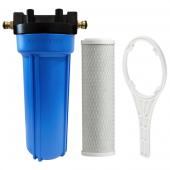 10 Inch Big Blue Housing with Presser Relief Button, 10 Micron CTO Carbon Block Filter