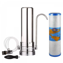 Stainless Steel Counter Top Drinking Water Filter System with Omnipure OMB934 1 Micron Carbon Block