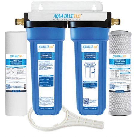 (TEST ITEM)Twin Caravan & RV Water Filter System with Sediment & Carbon Filter