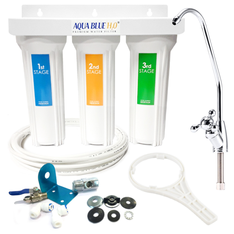 3 STAGE UNDER SINK DRINKING WATER COMPLETE FILTER SYSTEM ACTIVATED